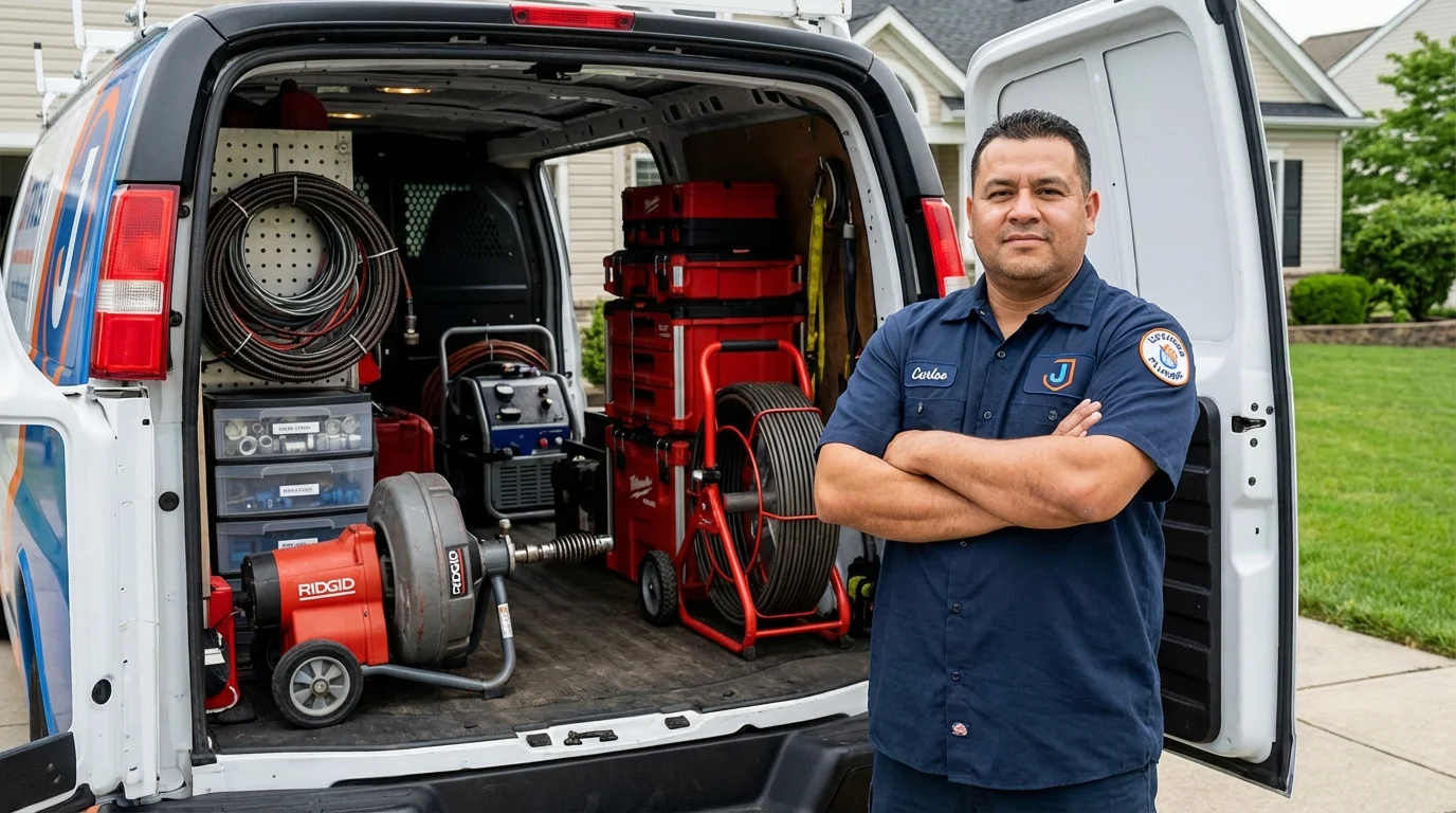 Professional drain cleaning equipment and Johns Plumbing LLC plumber in Coopersville