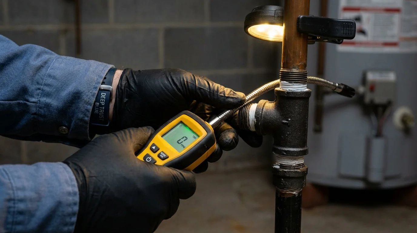 Gas leak detection with electronic sniffer by Johns Plumbing LLC in Coopersville