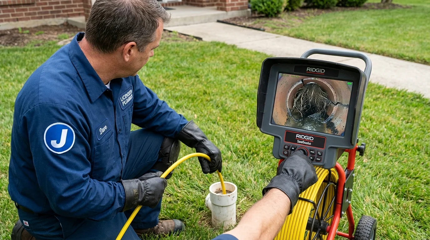 Sewer camera inspection being performed by Johns Plumbing LLC in Coopersville