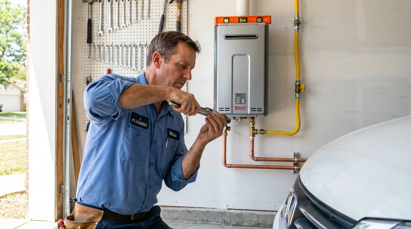 Tankless water heater installation by a Johns Plumbing LLC plumber in Coopersville